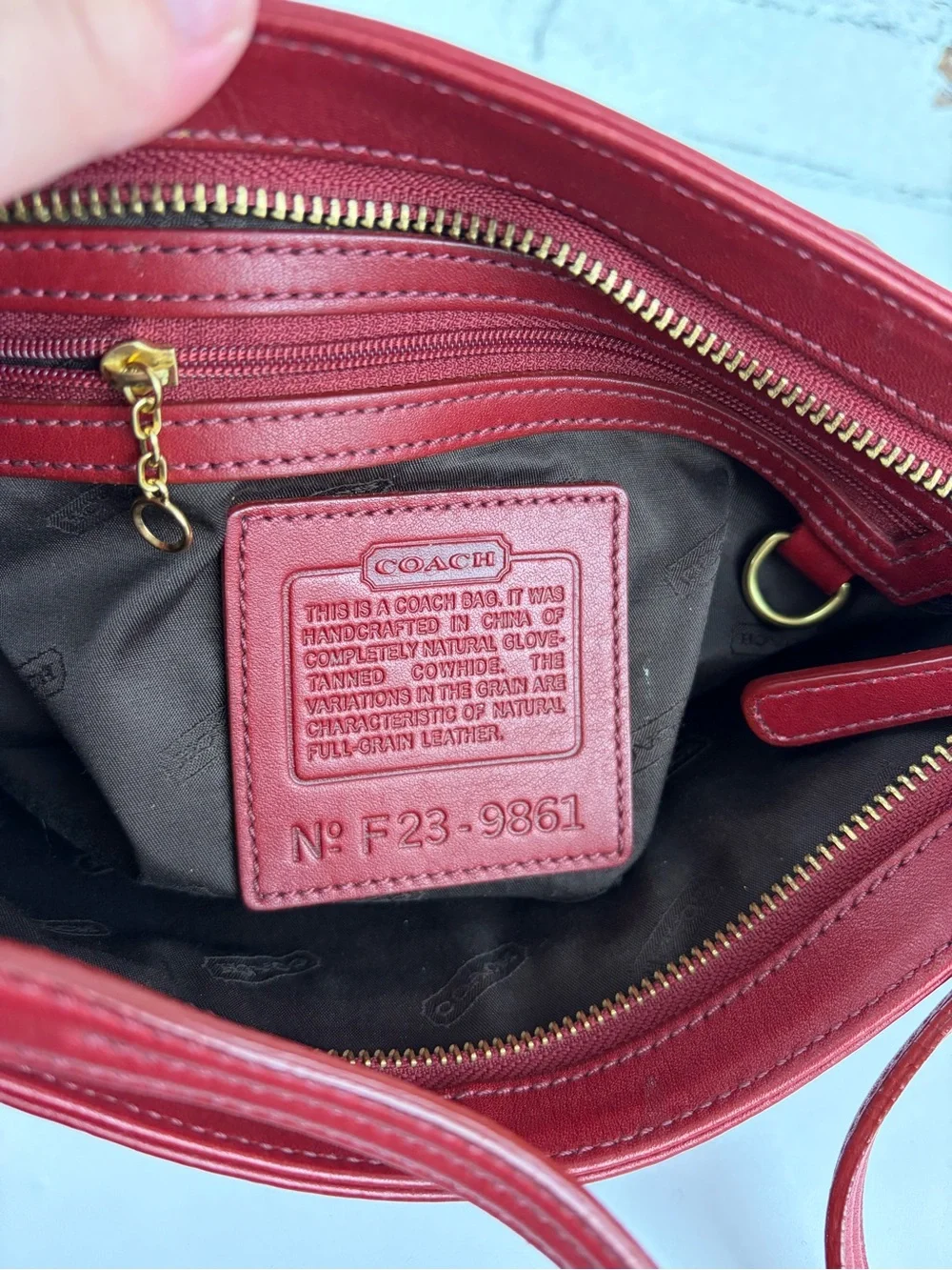 Coach Red Leather Shoulder Bag with Gold Hardware